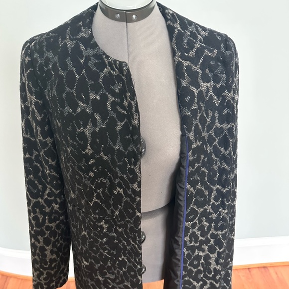 Kenneth Cole New York cheetah print button down pea  coat in size 10 - Picture 2 of 13